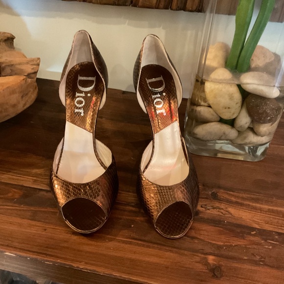 Christian Dior Vintage Copped Python D’Orsay Pumps Size 37 - Picture 6 of 10